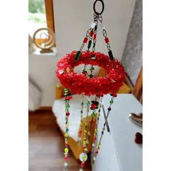 Drátovaná korálková zvonkohra feng shui - Vánoční čas 18x85m Drátované stromy života