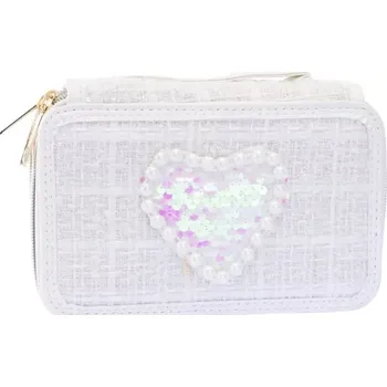 Penál Třístupňový tweedový penál Girabrilla bílý