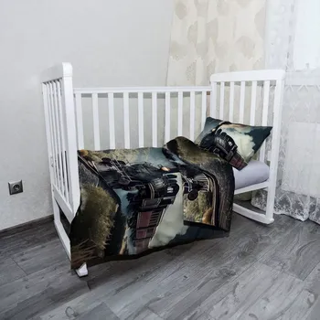 Povlečení Sablio Mikroplyšové dětské povlečení do postýlky Parní lokomotiva v horách - 120x90 / 40x60