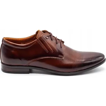 Pánské polobotky Pánské společenské boty z přírodní kůže 481 hnědé polské velikost 39