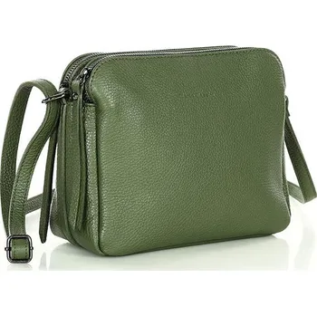 Kabelka Marco Mazzini Kožené italské crossbody MAZZINI dvě komory; vojenská zelená