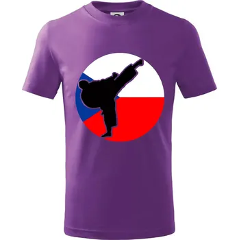Karate CZ vlajka - Tričko dětské bavlněné - 146 cm/10 let ( Fialová )