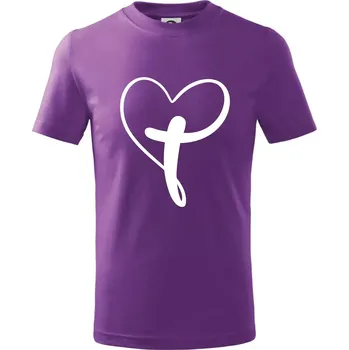 Jesus srdce - Tričko dětské bavlněné - 134 cm/8 let ( Fialová )