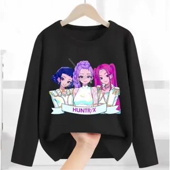 Dívčí tričko KPop Demon Hunters (Lovkyně démonů) KPop Demon Hunters tričko s dlouhým rukávem - černé Motiv: LMNT 15, Velikost: 100