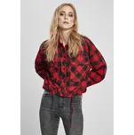 Ladies Short Oversized Check Shirt - black/red 4XL
