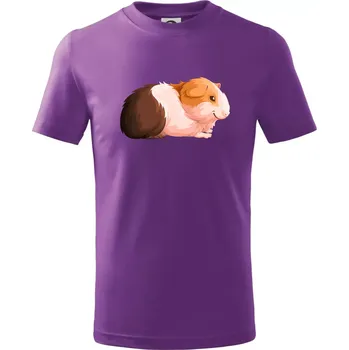 Morče - kreslené z boku - Tričko dětské bavlněné - 134 cm/8 let ( Fialová )