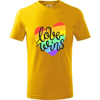 Chlapecké tričko Love wins srdce - Tričko dětské bavlněné - 98 cm / 2 roky ( Žlutá )