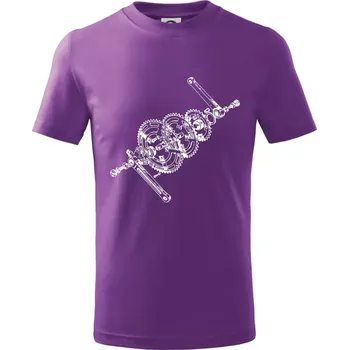 Cyklo rozkres převody - Tričko dětské bavlněné - 146 cm/10 let ( Fialová )