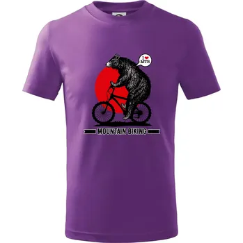 MTB medvěd - Tričko dětské bavlněné - 146 cm/10 let ( Fialová )