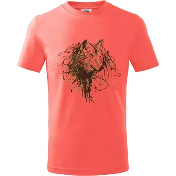 Chlapecké tričko Vlk kaňka - Tričko dětské bavlněné - 98 cm / 2 roky ( Korálová )