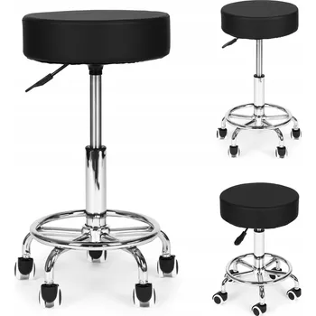 Kosmetické křeslo ModernHome Potah PVC kůže, kovová (chromovaná základna černá)