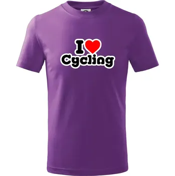 I love cycling - Tričko dětské bavlněné - 104-110cm / 3-4 roky ( Fialová )