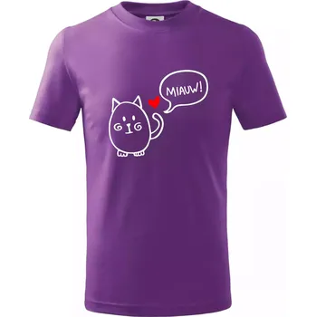 Tlustá kočka - Tričko dětské bavlněné - 98 cm / 2 roky ( Fialová )