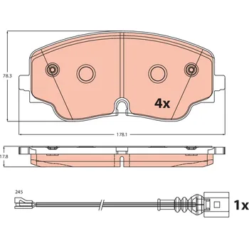 Brzdová destička Sada brzdových destiček, kotoučová brzda TRW GDB2498
