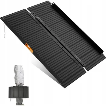 Invalidní vozík ČERNÁ HLINÍKOVÁ RAMPA PRO INVALIDNÍ VOZÍKY KOLA MOTORKY 122X72 CM, NOSNOST 360 KG