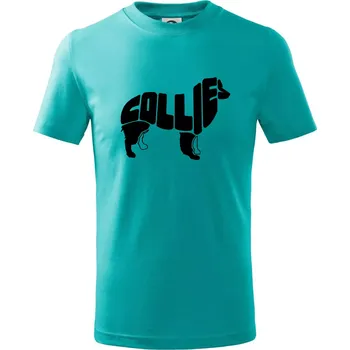 Chlapecké tričko Border kolie písmo v těle - Tričko dětské bavlněné - 134 cm/8 let ( Emerald )