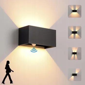 Nástěnné svítidlo Czujnik ruchu LED lampa, bezdrátová nástěnná lampa, 4000mAh, teplé světlo, černá