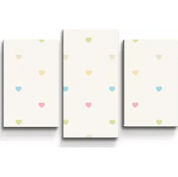 Obraz Sablio Obraz - 3-dílný Barevná srdíčka na béžové - 75x50 cm
