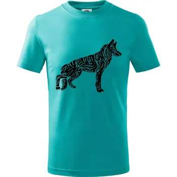 Chlapecké tričko Německý ovčák - tattoo - Tričko dětské bavlněné - 134 cm/8 let ( Emerald )