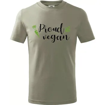 Proud vegan - Tričko dětské bavlněné - 98 cm / 2 roky ( Light khaki )