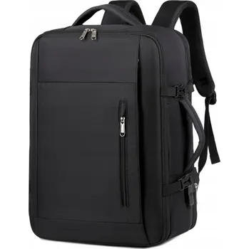 Městský batoh ČERNÝ dámský Batoh do letadla na notebook 16" městský cestovní USB lehký