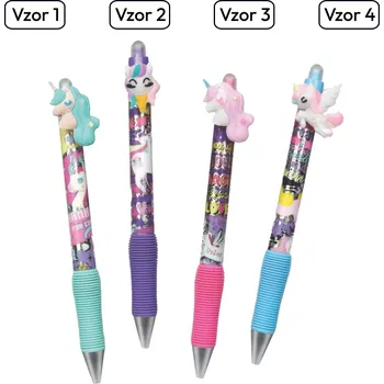 Colorino Gumovací pero Rainbow Unicorn s gumovým úchopem Vzor 1