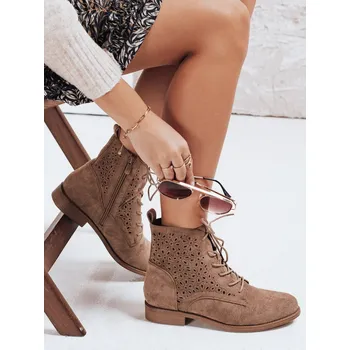 Dámské kozačky Dámské děrované kozačky ZY1151 Barva: Hnědá, Velikost: 41