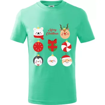 Vánoční koule - Tričko dětské bavlněné - 98 cm / 2 roky ( Mátová )