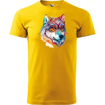 Sablio Tričko s potiskem Wolf paint 2 - žluté 5XL