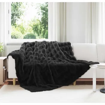 Zahradní sestava vidaXL Faux deštníky králičí kožešiny 4 pcs Černá 220 x 240 cm