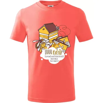 Chlapecké tričko Včela - 1000 květů - Tričko dětské bavlněné - 134 cm/8 let ( Korálová )