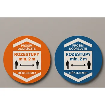 Značení Traiva s.r.o. Podlahové značení II. - Prosím udržujte rozestup, kruh Verze: ∅ 280 mm - modrá - Kód: 17441