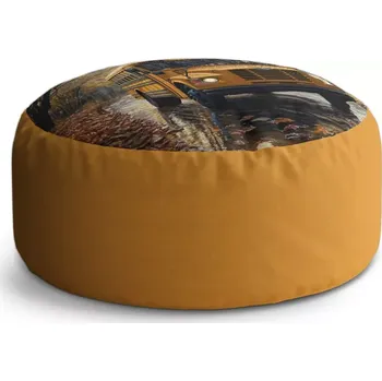 Taburet Sablio Taburet Circle Žlutý školní autobus: 38x48 cm