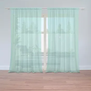 Záclona Sablio Záclony Bílé čárky na tyrkysové: 2ks 150x250cm