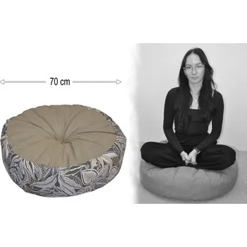 Polštář Polštář sedací průměr 70 cm - listy na tmavé