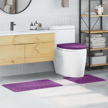 Koupelnová předložka vidaXL Sada protiskluzových koupelnových rohoží 3 pcs Fialová PP