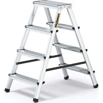 Žebřík Springos Hliníkové štafle 2x4 stupně oboustranné DRABEST DD4 HOME