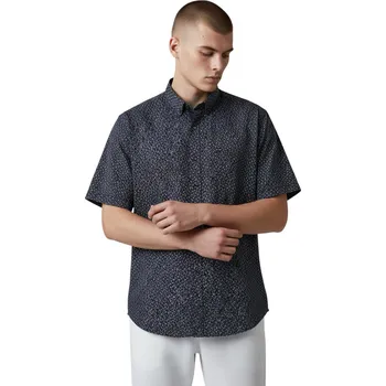 Rawlucci Pánská modrá společenská košile s krátkým rukávem 05 Barva: Modrá, Velikost: 5XL