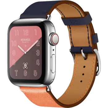 Příslušenství k chytrým hodinkám Elegantní kožený řemínek pro Apple Watch 38/40/41/42mm Barva: Modrá/Oranžová