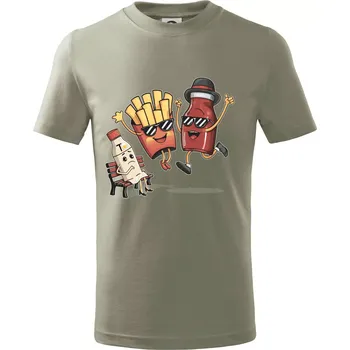 Chlapecké tričko Souboj o hranolky kečup tatarka - Tričko dětské bavlněné - 98 cm / 2 roky ( Light khaki )