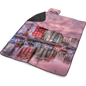 deka Sablio Plážová deka Barevné domky na pobřeží: 200x140 cm