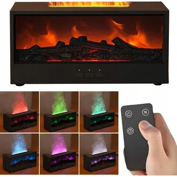 Aroma difuzér Zvlhčovač vzduchu s efektem krbu, difuzér, 7 LED barev Černá