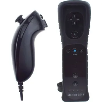 Herní ovladač Wii Remote Controller + Nunchuck černý + motion + silikonový obal