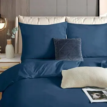 Povlečení POVLEČENÍ BAVLNA SATÉN 140X200 + POVLEČENÍ NA POLŠTÁŘ 70X80 JEDNOBAREVNÉ TMAVĚ MODRÉ