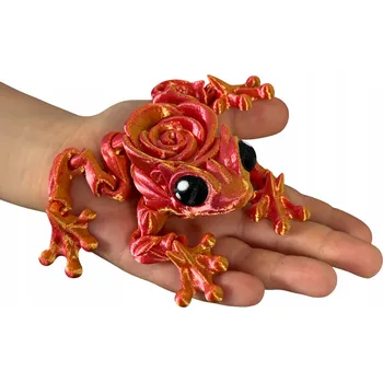 Kloubová Žába s Růží 3D – unikátní 3D figurka, pohyblivé části, dekorace
