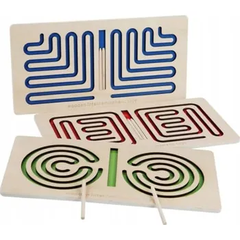 Dřevěná hračka Trénink pravé a levé hemisféry mozku: 3 dřevěné tabulky pro motorický trénink
