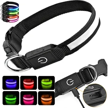 Obojek pro psa LED ODBOJOVÝ OBROŽEK nastavitelný SILNÝ popruh USB-C