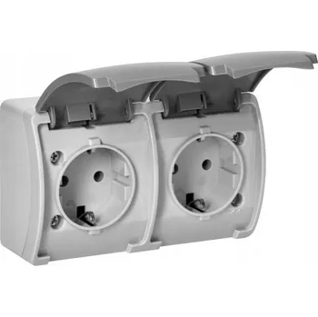 Elektrická zásuvka Dvojitá zásuvka 2x2P+Z Schuko AQUATIC, IP44