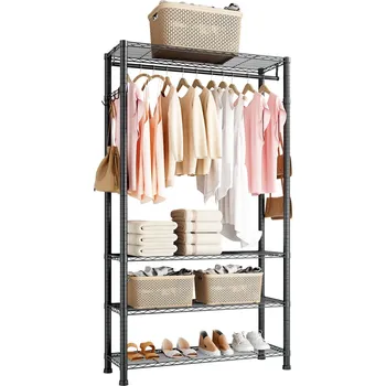 Vevor Věšákový stojan na oblečení, 4 police, ocel, nosnost 227 kg