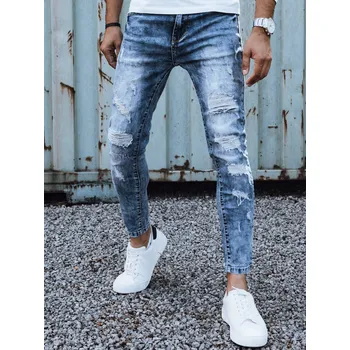 Pánské riflové kalhoty džíny s dírami UX4451 Barva: Nebeská, Velikost: 33